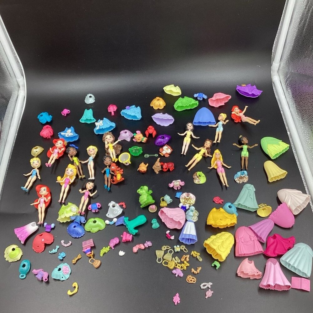 Disney Princess Snap & Polly Pocket Mini Dolls With Accessories Mixed Lot +100